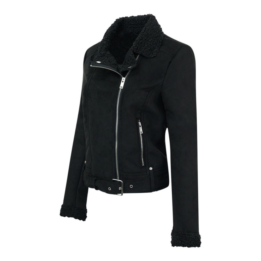 Black Moto Jacket Maralyn & Me Vegan Suede Shearling Brand New